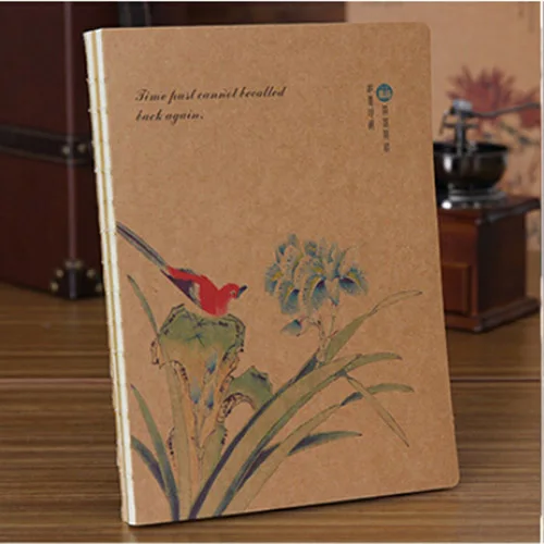 Альбом для рисования формата А4, крафтовая бумага, 130 страниц. Толстый блокнот в винтажном стиле для живописи, графики и набросков. Принадлежности для офиса и школы - Цвет: Синий