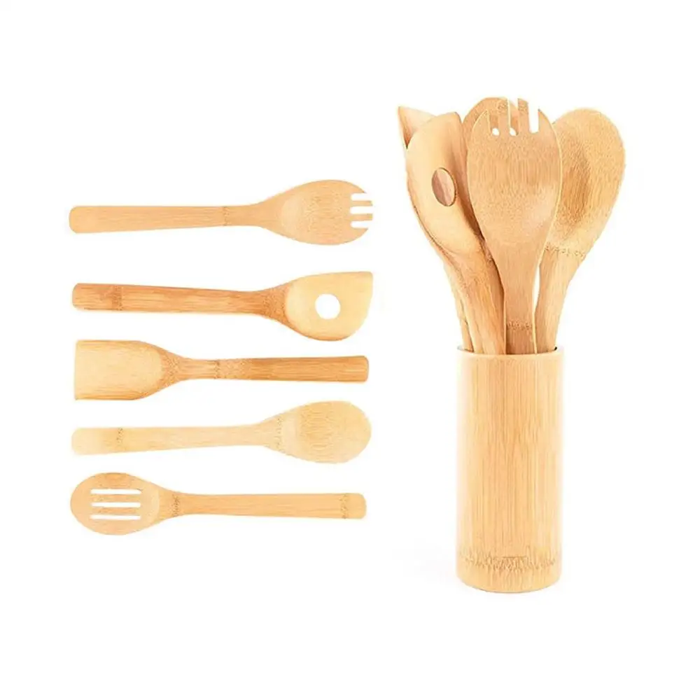 Bamboo Kitchen Cooking Utensil Tool Spoon Soup Teaspoon Spatula Utensils Wooden Stir | Дом и сад