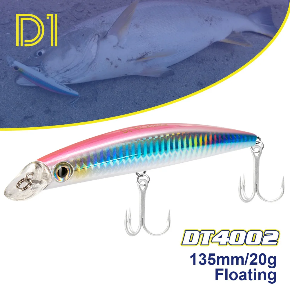 D1 Sea Fishing Lure Floating White Bait  135mm 20g Wobblers for Sea Bass Pike  Minnow Artificial goods Carp fishing
