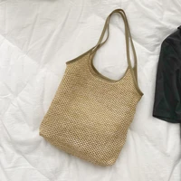 summer womens bag ladies faux straw shoulder bag large capacity middle bag sets female handbags casual beach bag whole sale
