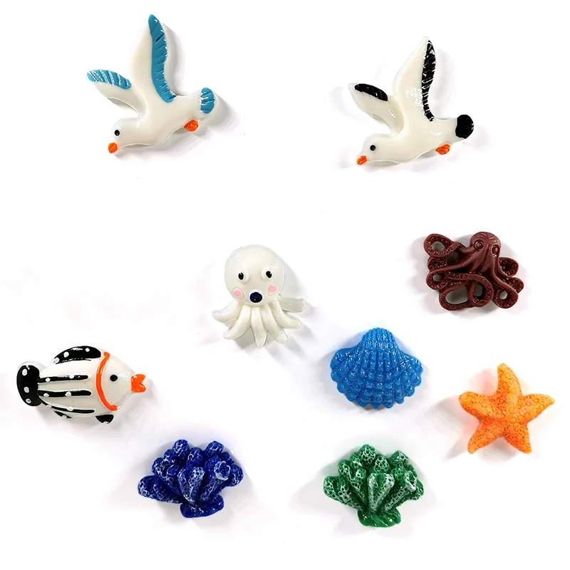 10pcs Sea Fish Ocean Resin fridge Magnets Cartoon Souvenir Refrigerators Magnetic Message Sticker Home Decor Kitchen Accessories | Дом и сад