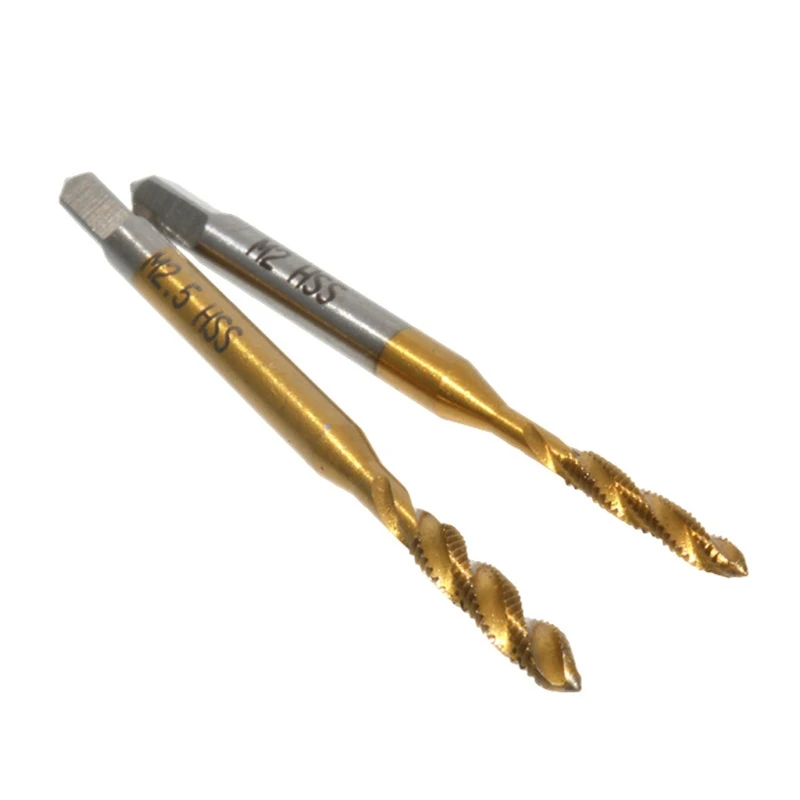 

9pcs M2-M12 Titanium Coated High Speed Steel HSS Screw Thread Metric Spiral Taps U4LB