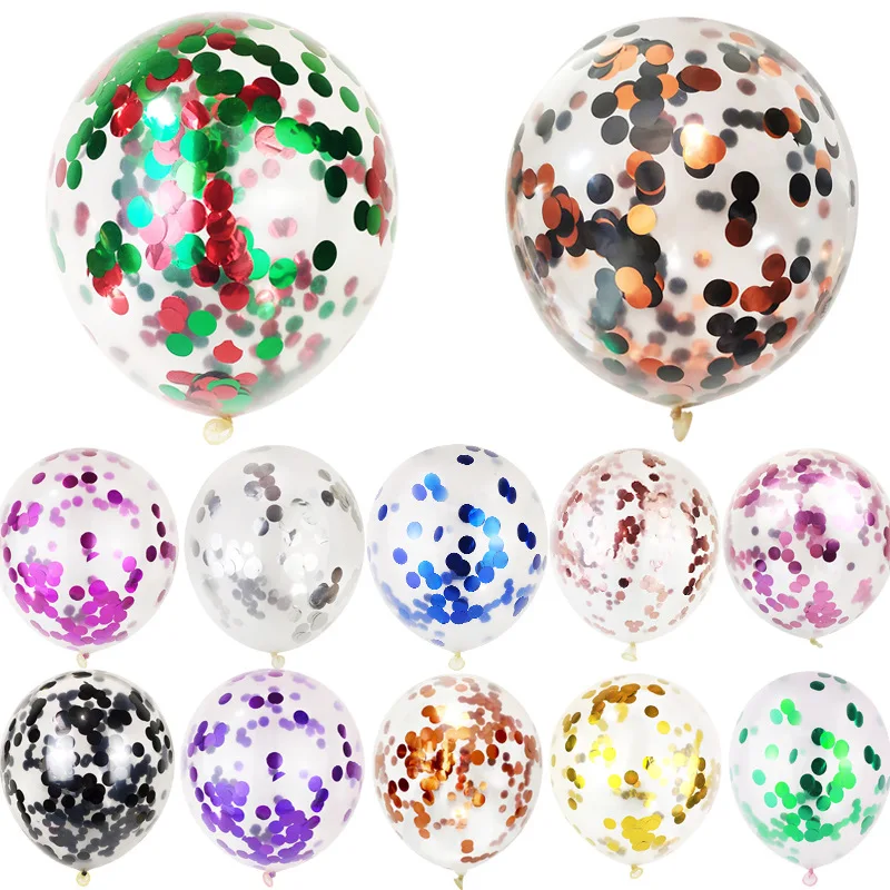 

10pcs Transparent Balloons Colorful Sequins Confetti Latex Balloons Birthday Wedding Party Anniversary Decoration Helium Balloon
