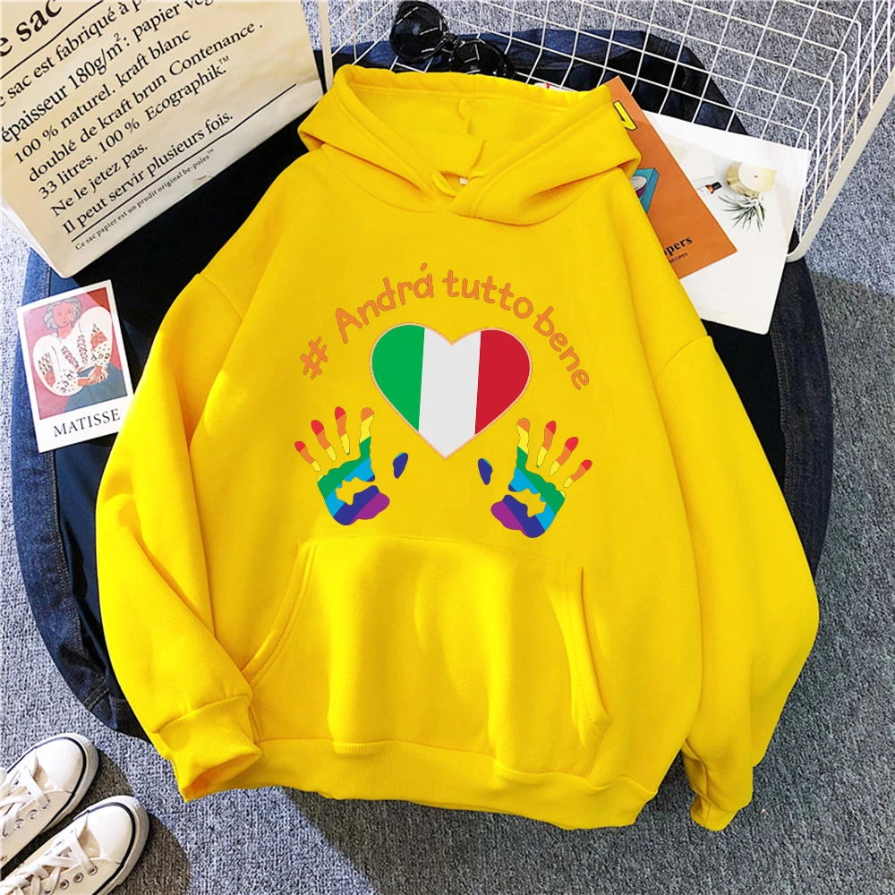 

Andra Tutto Bene Drucken Frau Sweahoodies Hip Hop Hoodie Mode Stil Sweatshirt Herbst Warme Lose Weibliche Hoodies