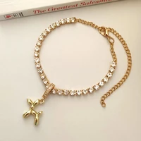 elegant gold color poodle dog puppy zircon charm bracelet for women shiny crystal tennis chain bracelet aesthetic hand jewelry