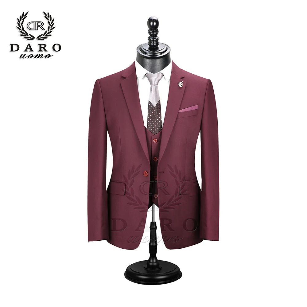 Даро мужские костюмы Slim Fit пиджак брюки жилет для работы в деловом стиле и для свадьбы комплект из 3 предметов DR6158 - Цвет: DRV6158-11