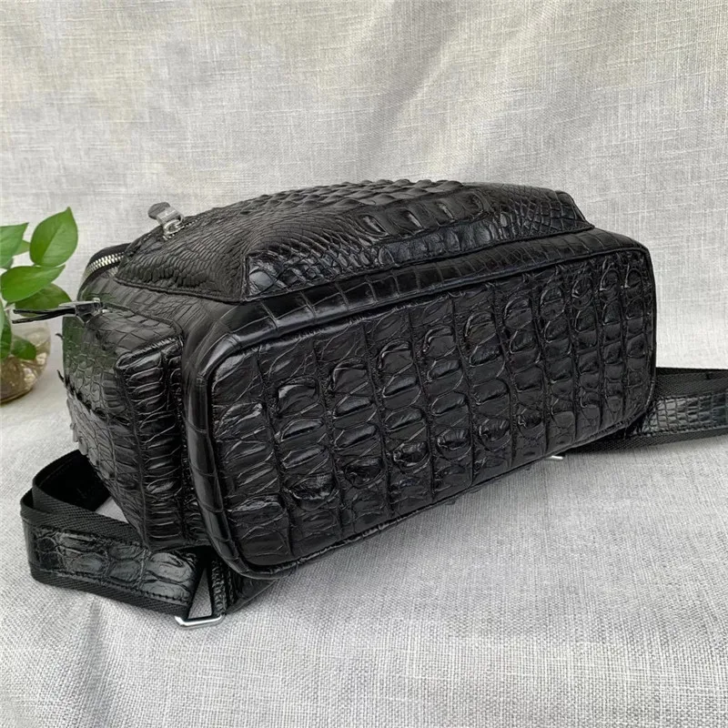 Повседневный мужской рюкзак из натуральной крокодиловой кожи сумка на молнии