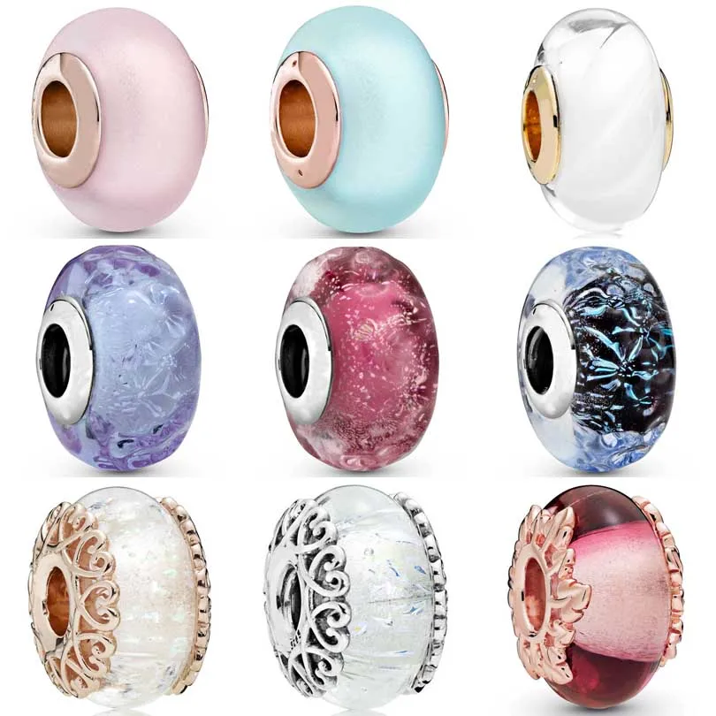 

Розовые листья, синие волнистые океана, матовые синие и розовые подвески из муранского стекла, модный браслет, ювелирные изделия для рукоде...