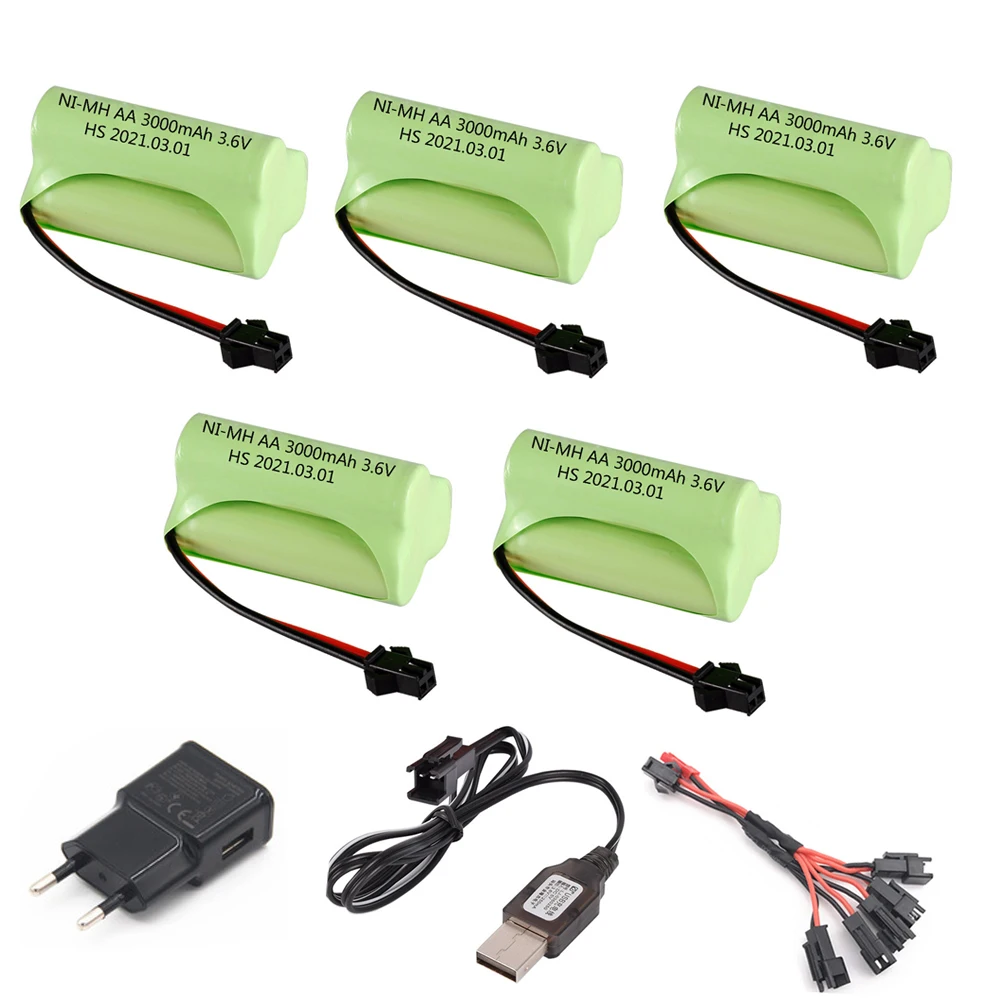 

3.6V 3000mah NI-MH rechargeable Battery Pack with Charger For Remote Control Toy Car boatTools Model accessories 3.6V AA Battery