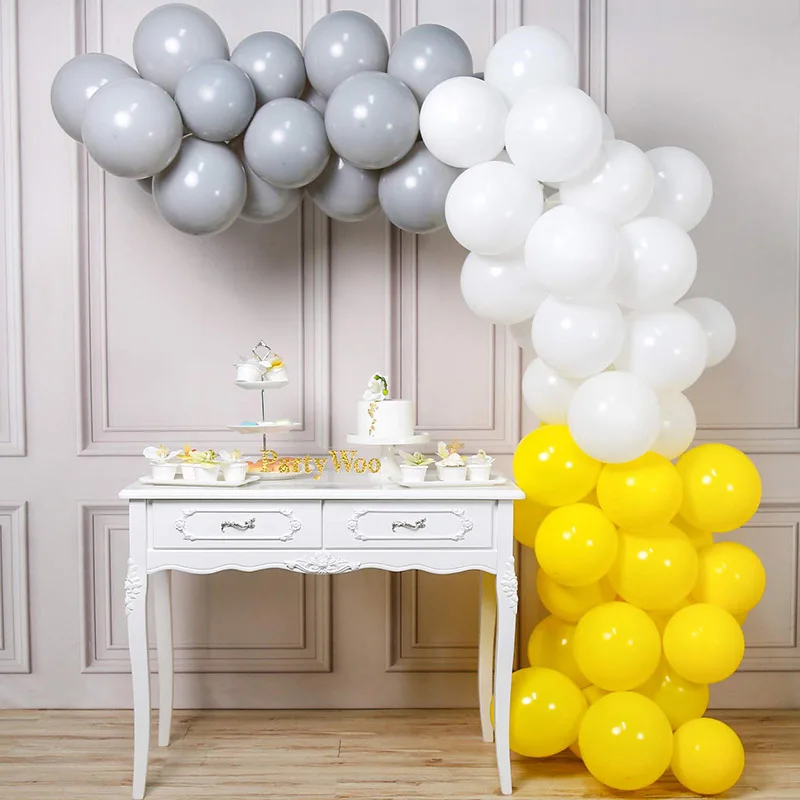 

62pcs/Set Pink Gray Thick Matte Latex Balloon Garland Arch Kit Wedding Birthday Party Decor Kids Baby Shower Yellow Ballon Chain