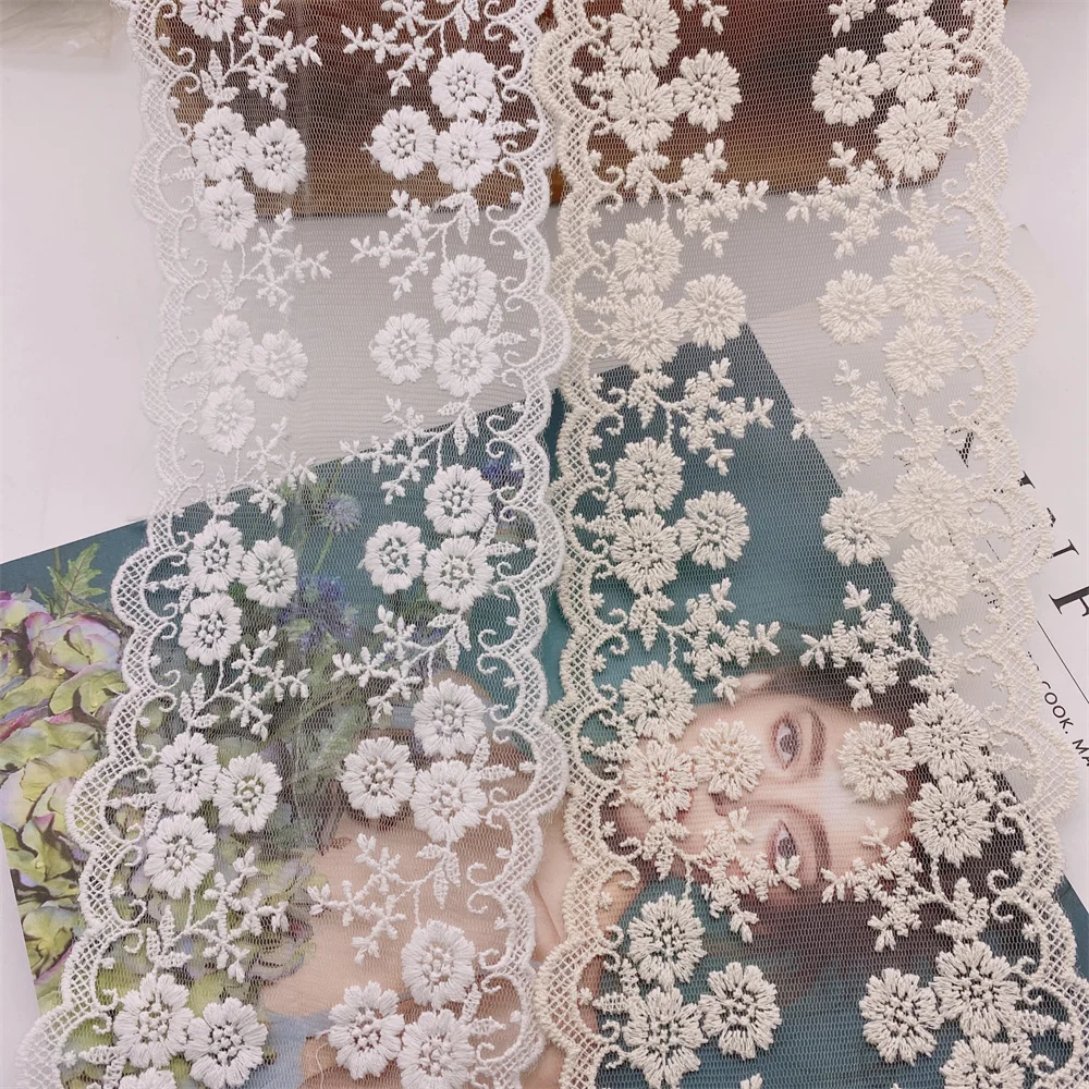 9 5 ярдов белые бежевые хлопковые кружевные ленты с вышивкой для одежды
