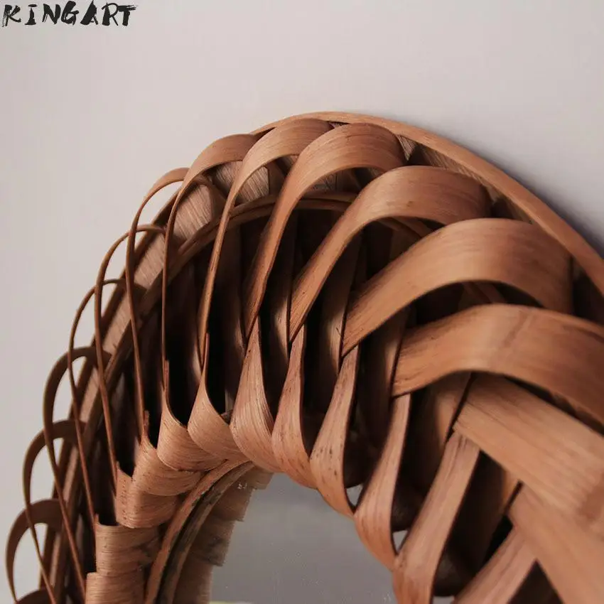 Винтажное большое настенное зеркало деревянное круглое для украшения дома