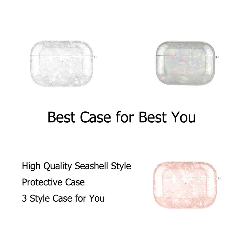 Чехол с мраморной раковиной для Airpods Pro ударопрочный милый чехол морским узором и