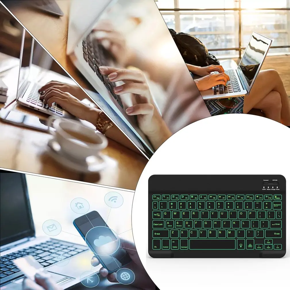 

Wireless Bluetooth Mini Keyboard And Mouse, Mini Luminous Keyboard, Rechargeable Keyboard Suitable for desktop and notebook
