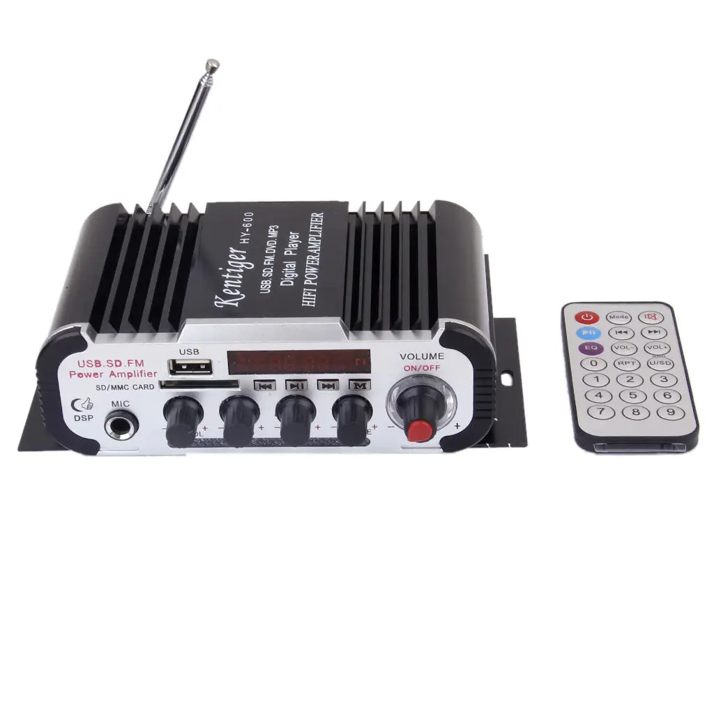 

Усилитель мощности микрофона DC 12 В для форматов USB SD/MP3/FM lHY600, черный