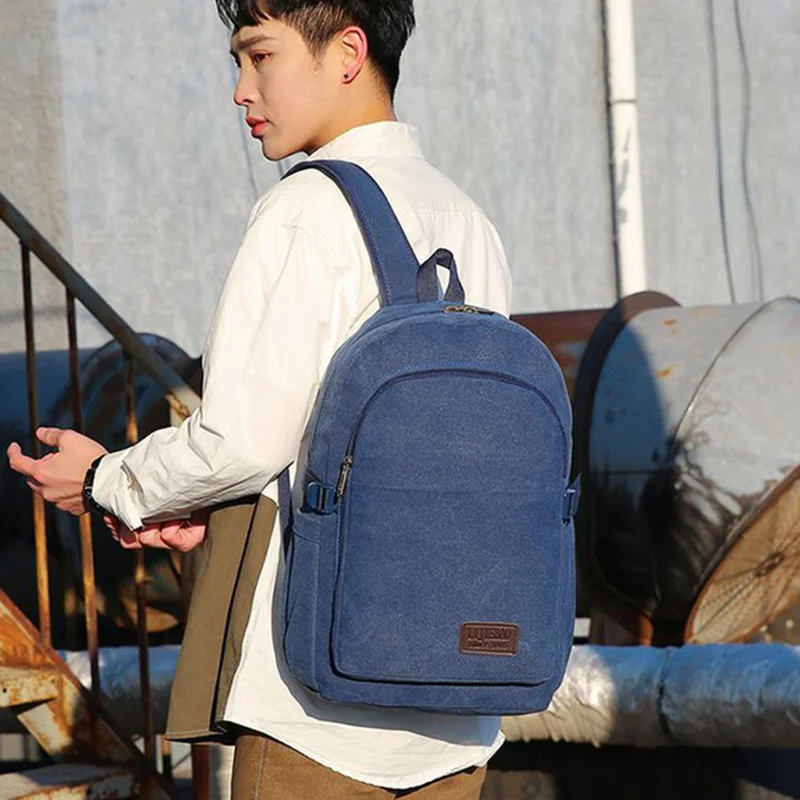 

British Simple 15.6-inch Laptop Backpack Men Canvas Wear-resistant Waterproof College School Bag Casual Youth Sports Back Pack