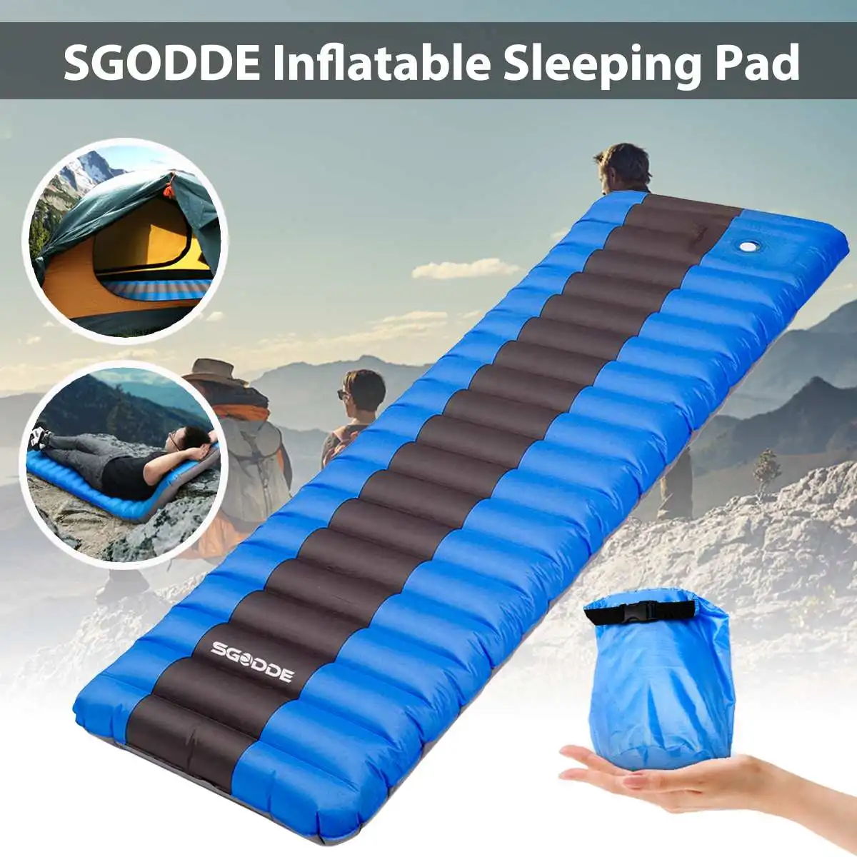 

SGODDE Camping Mattress Ultralight Waterproof Inflatable Mat Sleeping Cushion Air Pad for Outdoor Furniture Hiking Picnic Beach