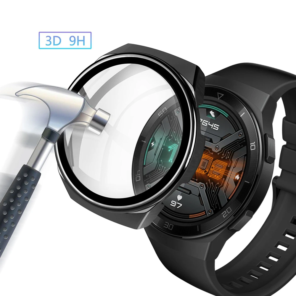 

Защитный экран для huawei watch gt 2e, чехол с HD закаленным стеклом, защитная пленка, Бампер для huawei gt2e, Жесткие защитные чехлы для ПК