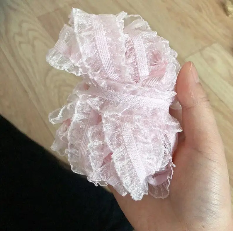 5 ярдов ярко-синий розовый DIY Двусторонняя эластичная кружевная отделка одежды стрейч рюшами кружевная ткань лента кружевные аксессуары 2,5 см Ширина