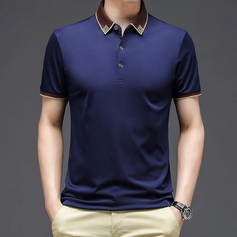 

New Original Brand Design Polo Shirt Solid Color Tops Tee Summer Short Sleeve Breathable Camisa Masculina Men Clothing