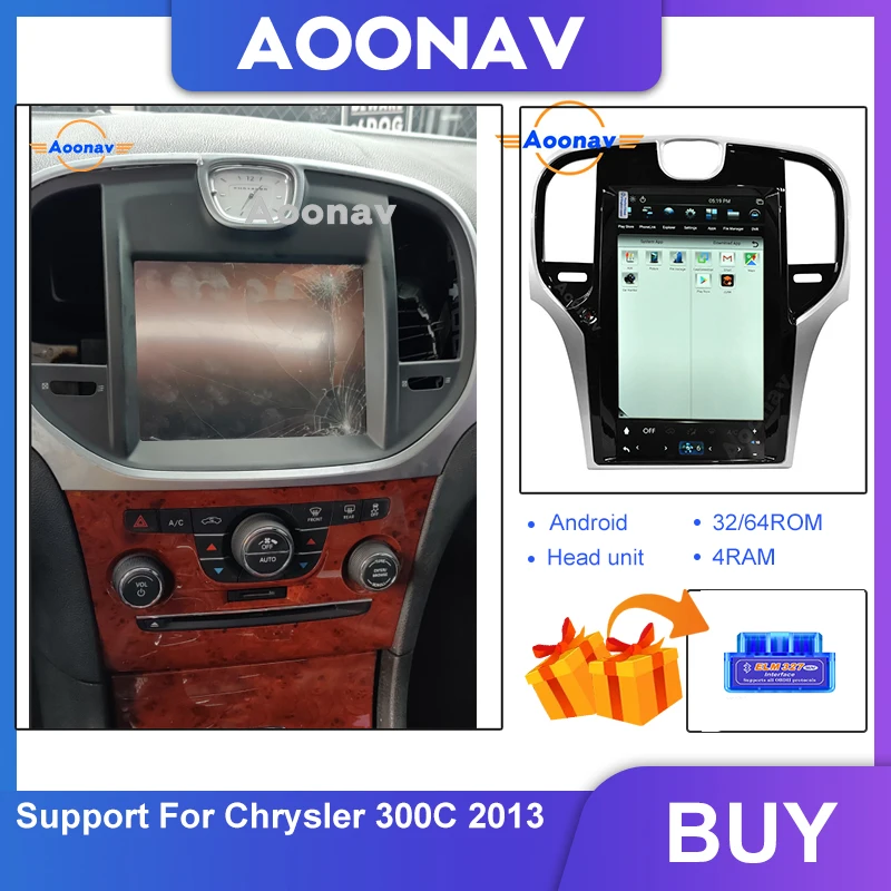 

Автомагнитола на android с сенсорным экраном для chrysler 300C 2013, автомобильный мультимедийный плеер с GPS-навигацией, стереоприемником, головным уст...