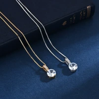 vjgyho 925 sterling silver round shiny cubic zirconia small pendant necklace chain for women fashion jwellery choker best friend
