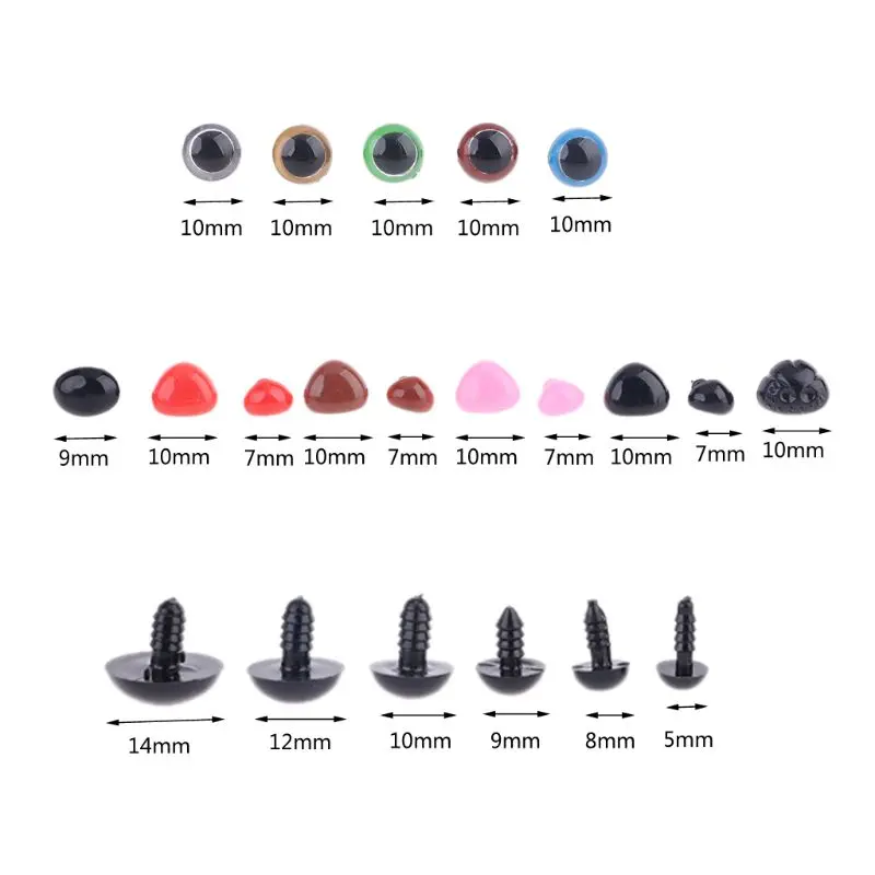 Красочные 450 шт. Изделия из пластика винт Безопасность глаза нос 24 ячейки кукла DIY