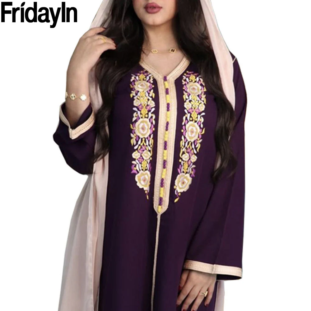 

Fridayin Eid Mubarak Kaftan Satin Abaya Dubai Turkey Islam Arabic Muslim Dress For Women Robe Longue Djellaba Femme Musulmane