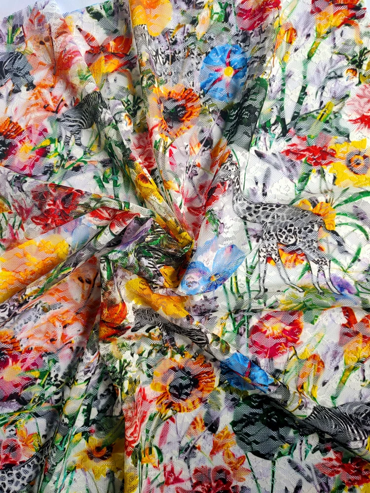 

Sunflower lace fabric printed sexy breathable washable ladies decorative bra webbing cloth bag lace dress Factory direct wholesa