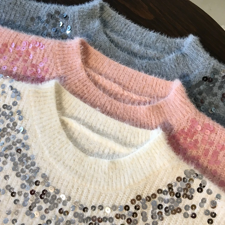 Neploe Sequin толстый свитер женский вязаный пуловер корейский топ зимний джемпер женский длинный рукав o-образный Вырез Свободный Pull Femme 54875