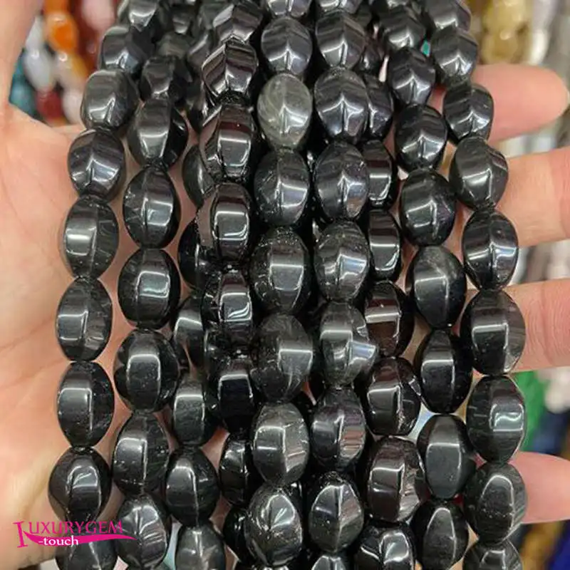 

Natural Black Obsidian Stone Loose Bead High Quality 10x14mm Faceted Oval Shape DIY Gem Jewelry Making Accessories 38cm a4420