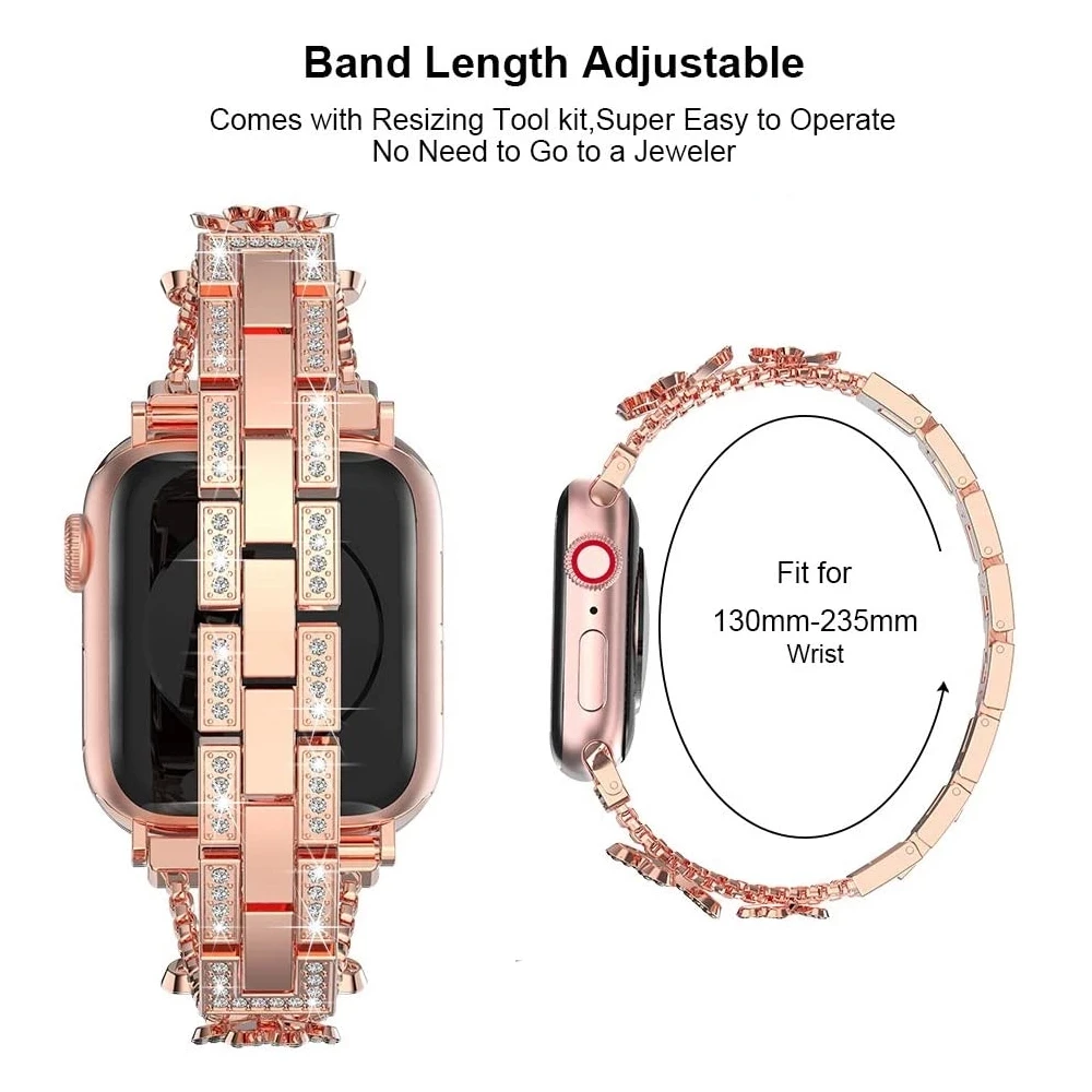 New Bling Metal Bracelet For Apple Watch Band 49mm 45mm 41mm 42mm Luxury Stainless Strap for apple watch 8 7 6 se 5 4 Watchband