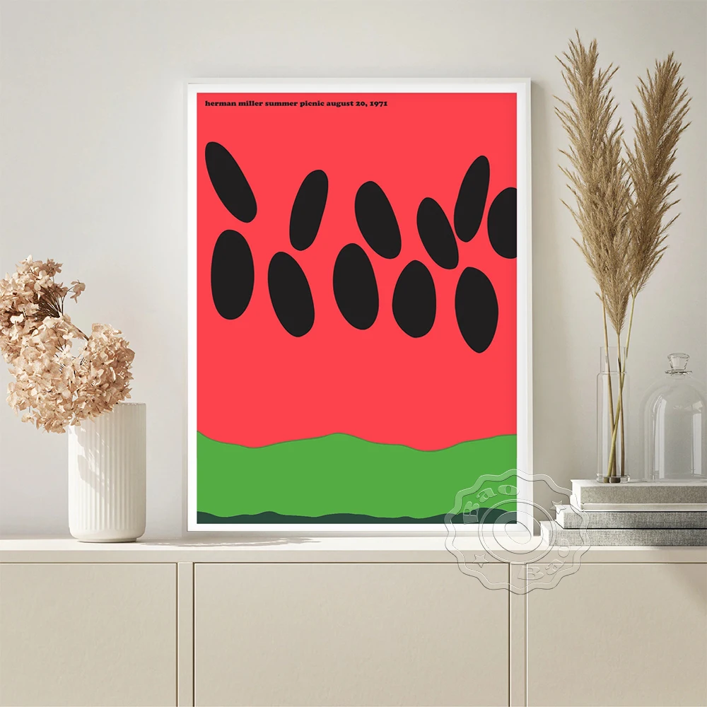 

Herman Miller Exhibition Art Prints Poster Summer Picnic Canvas Painting Watermelon Illustration Wall Picture Kitchen Home Decor
