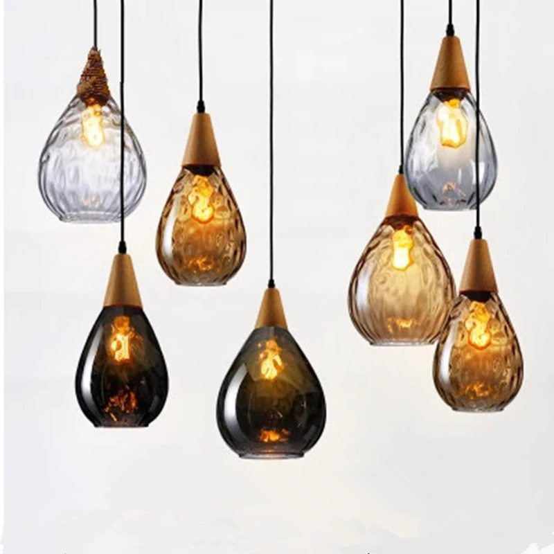 

Скандинавский подвесной светильник из зернистого стекла, украшение для гостиной, лампа для кухни, ресторана, бара, Простые ретро подвесные лампы