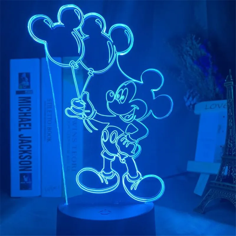 Disney Микки Минни 3d Ночник светильник украшение для спальни Lampara Дети