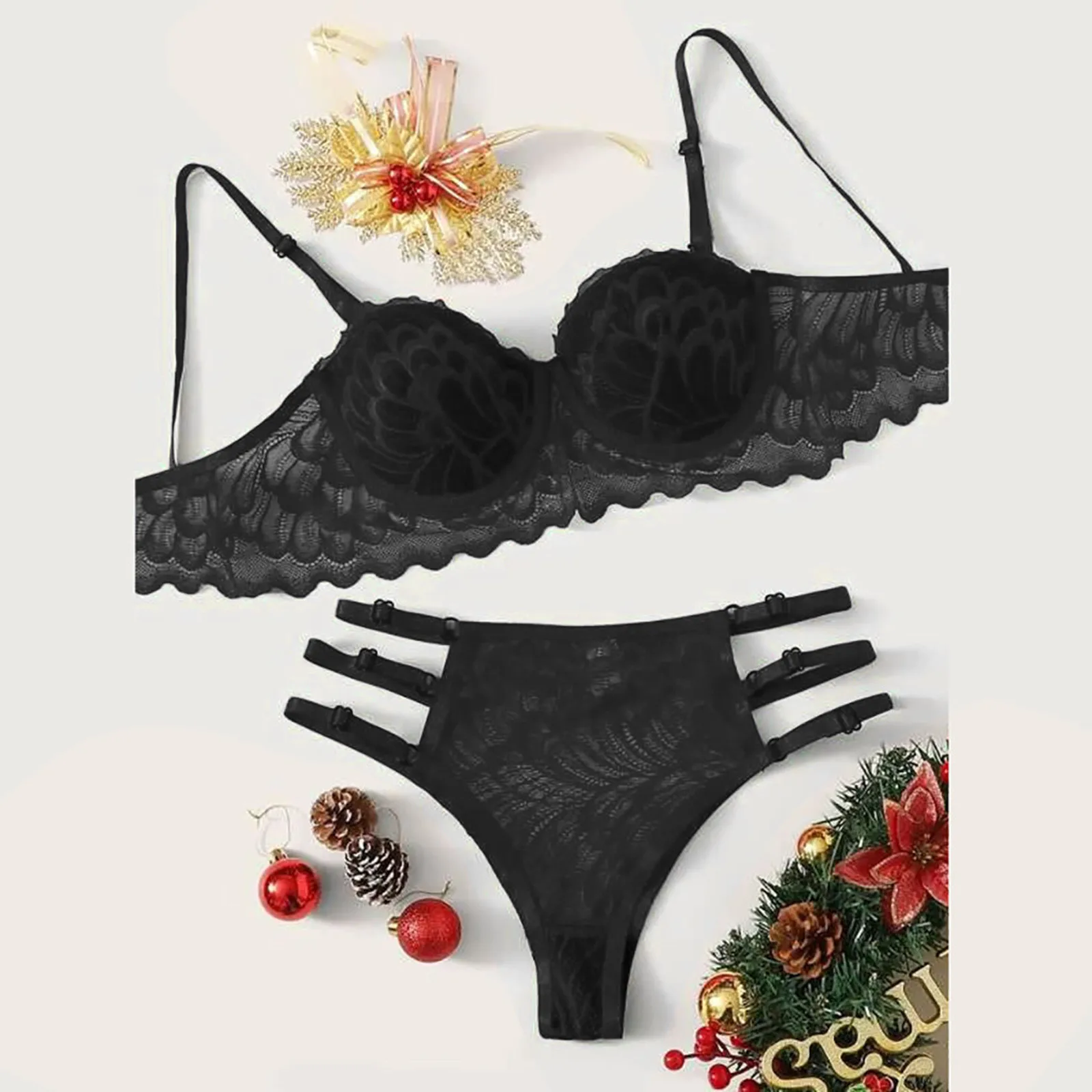 

Lace Lingerie Underwear Sleepwear Steel Ring Pajamas Garter New Sexy Fashion Women Briefs G-string Thong Sleep Bra Underwear #P3