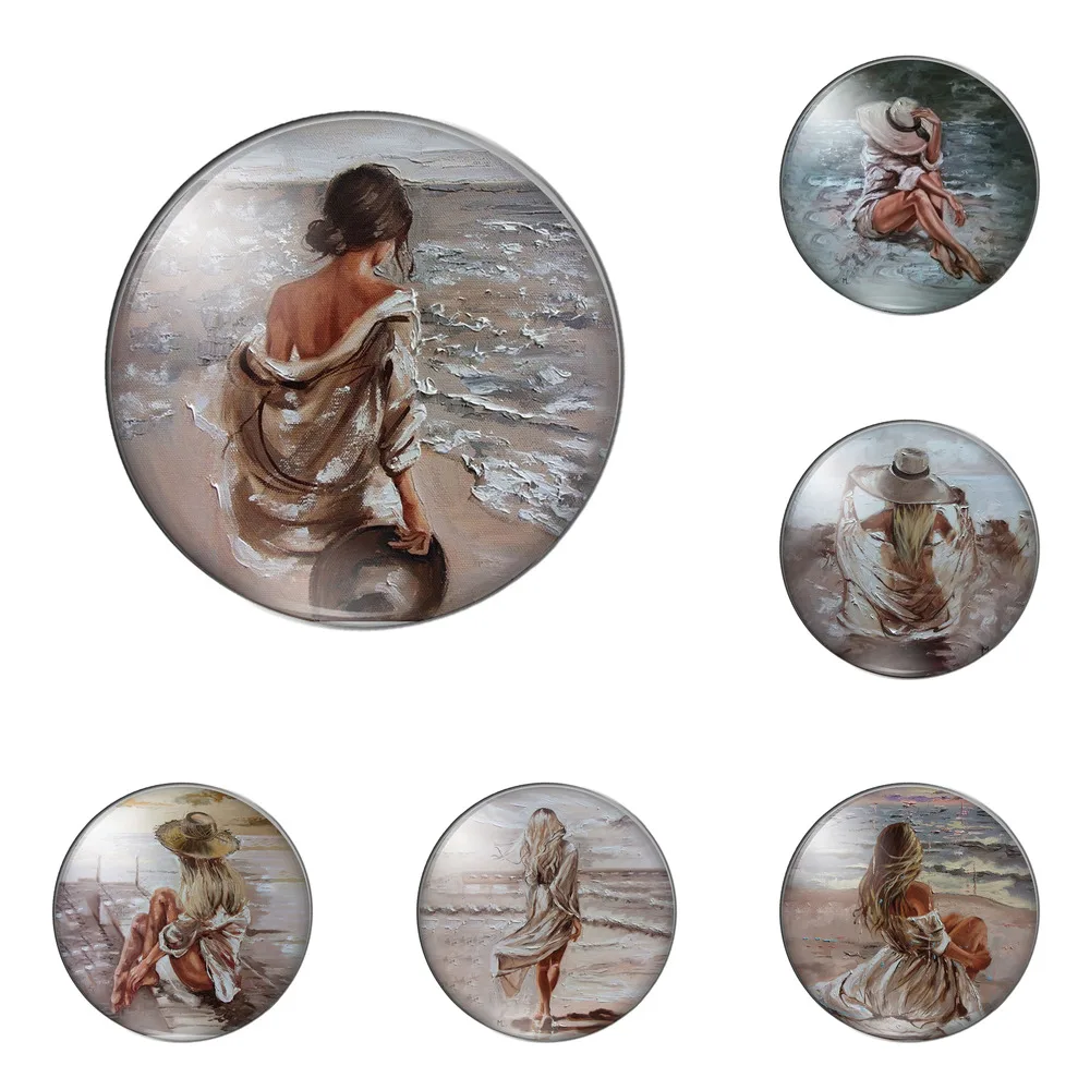 

New Fashion Girls Sea 8mm/10mm/12mm/18mm/20mm/25mm Round Photo Glass Cabochon Demo Flat Back Making Findings