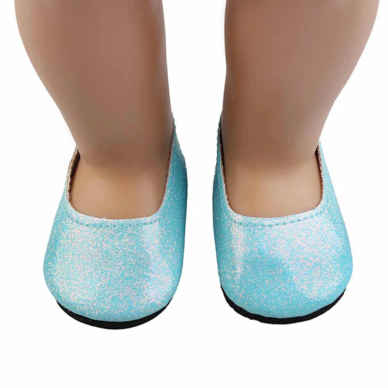 Новая индивидуализированная синяя блестящая обувь-лодочка для 43 см кукол