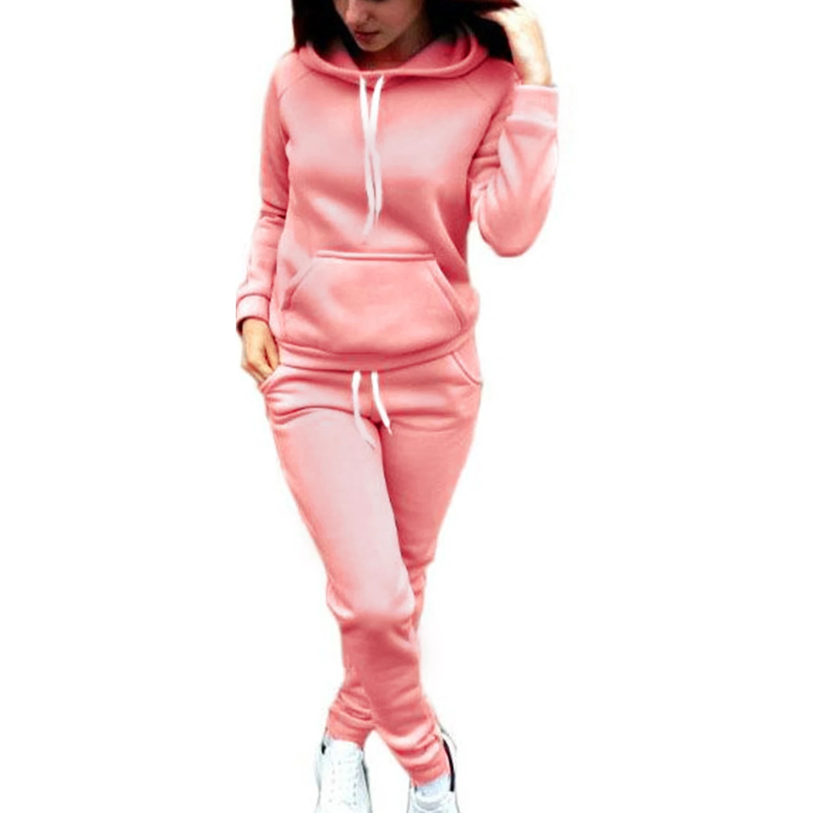 

Simple Women's Autumn Sports Suit Hooded Sweatshirts And Pants Set For Exercise XRQ88