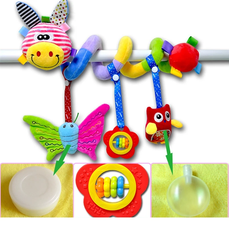 

1Pc Baby Toys Infant Stroller Bed Hanging Early Learning Plush Animal Rings Baby Rattles Mobiles Rings Bells Newborn Toys