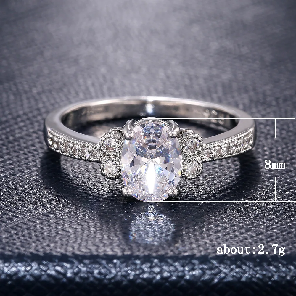 

Classic Wedding Finger Rings Hot Sale European and American Simple Ladies Ring Exquisite Zircon Party Accessories