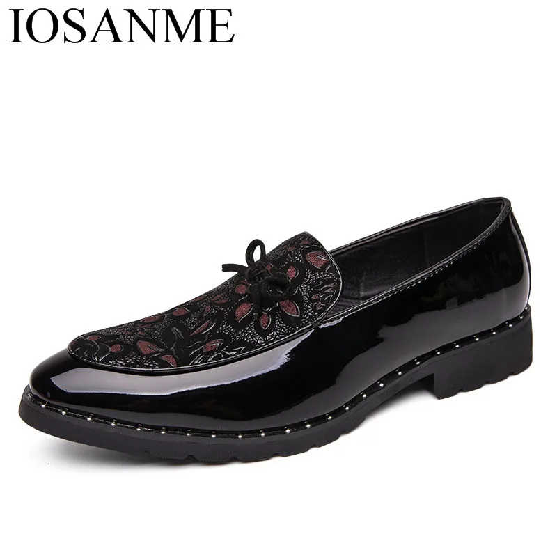 Уникальные кожаные туфли с цветочным принтом мужские в итальянском стиле