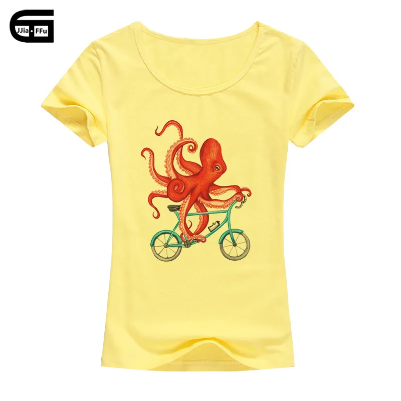 Женская креативная брендовая футболка с принтом осьминога рубашка круглым
