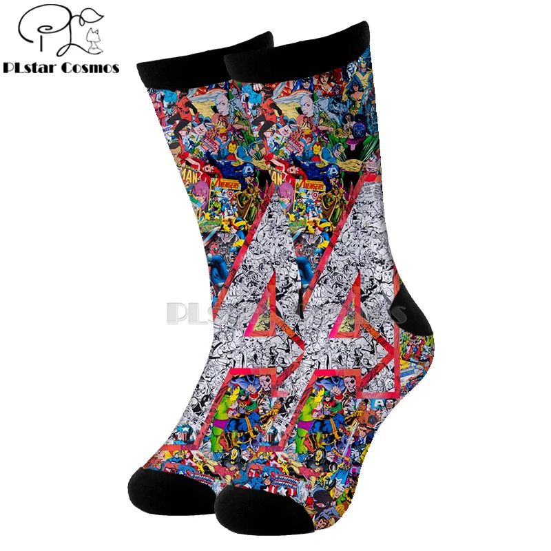 Plstar Cosmos комиксы Marvel Капитан Америка Симпсоны хлопковые носки мультфильм 3d печати носки высокие носки для мужчин и женщин высокого качества