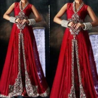 red prom dresses 2020 v neck beading crystal front slit lace evening dresses gowns formal dresses
