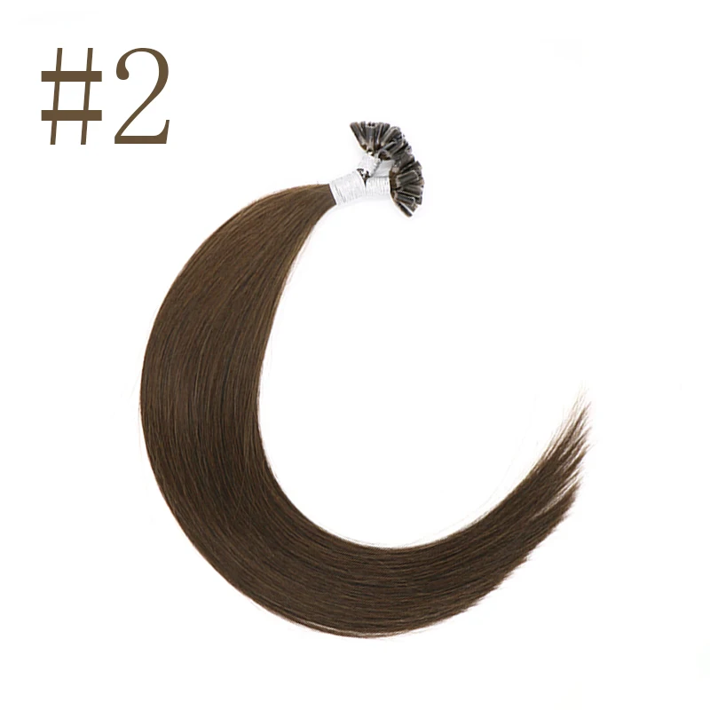 #2 Sindra 1"-24" Fusion keratin u tip волосы для наращивания 1 г/шт. Remy ногтей/u-кончик прямые кератиновые предварительно склеивающиеся человеческие волосы - Цвет: #2