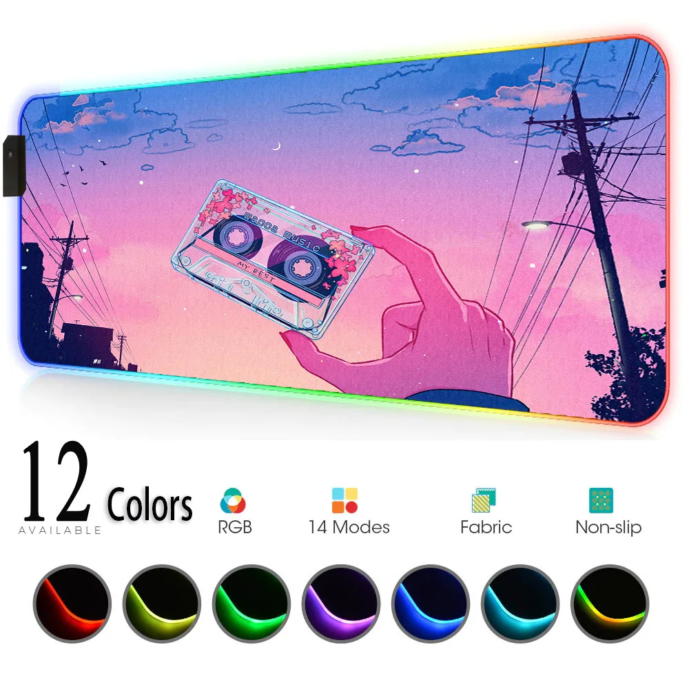 

Rgb Mouse Pad Retrowave Synthwave Pink Setup Gamer Accessories Carpet Rgb Big Mousepad Rgb Leds for Gaming Deskmat DropShipping