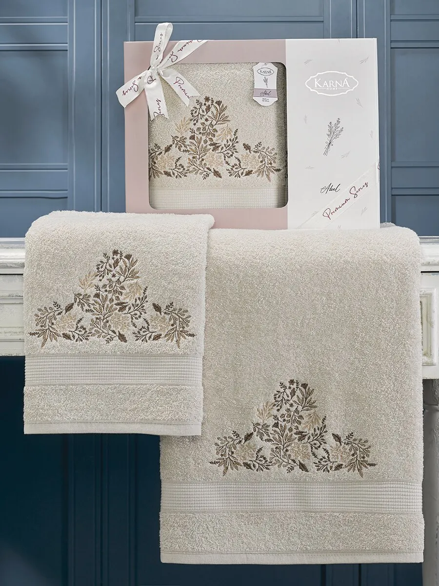 Комплект махровых полотенец &quotKARNA&quot ABEL 50х90-70х140 см цвет бежевый - купить по