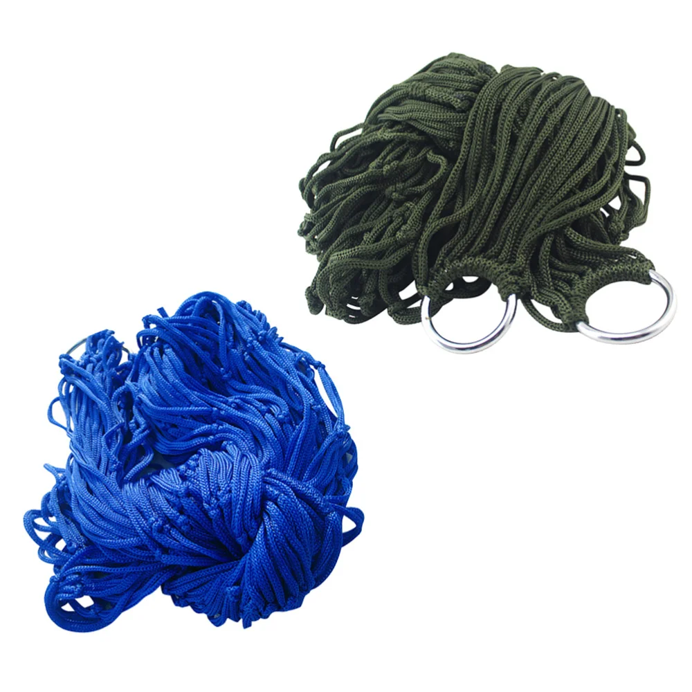 

2pcs Outdoor Hammocks Nylon Rope Hammocks Leisure Swing Beds (Assorted Color)