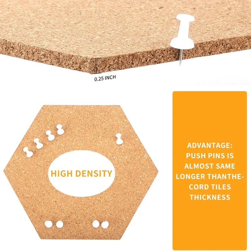 8 упаковок шестигранной пробковой доски плитки с полной липкой задней частью